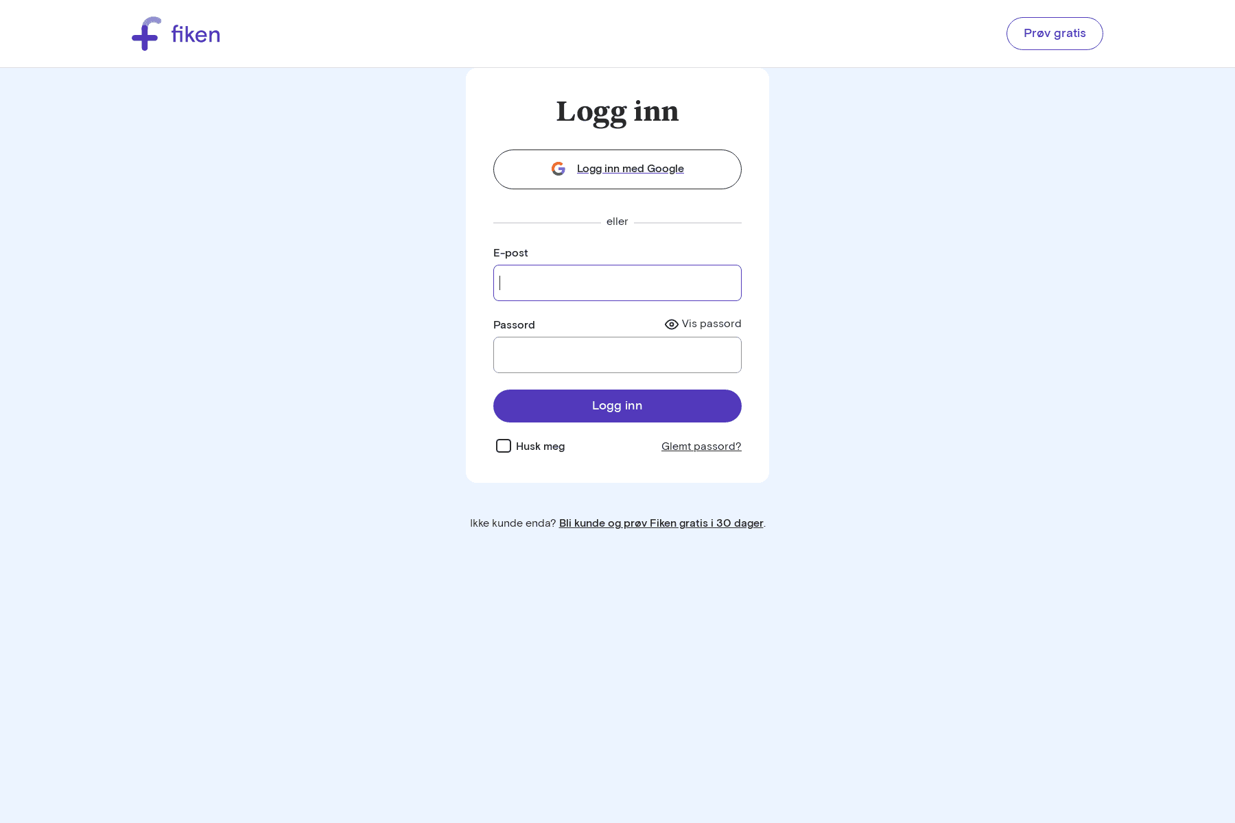 Screenshot of the Fiken pricing page