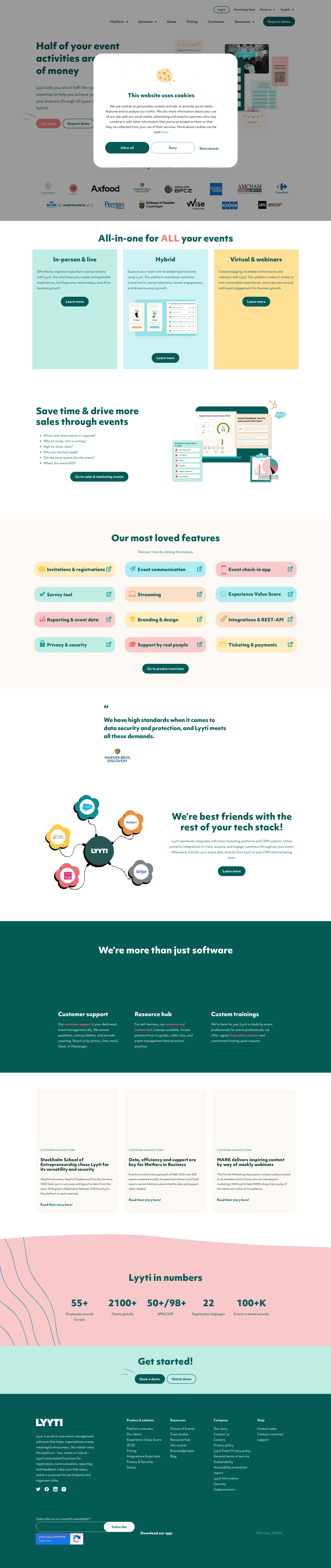 Screenshot of the Lyyti pricing page